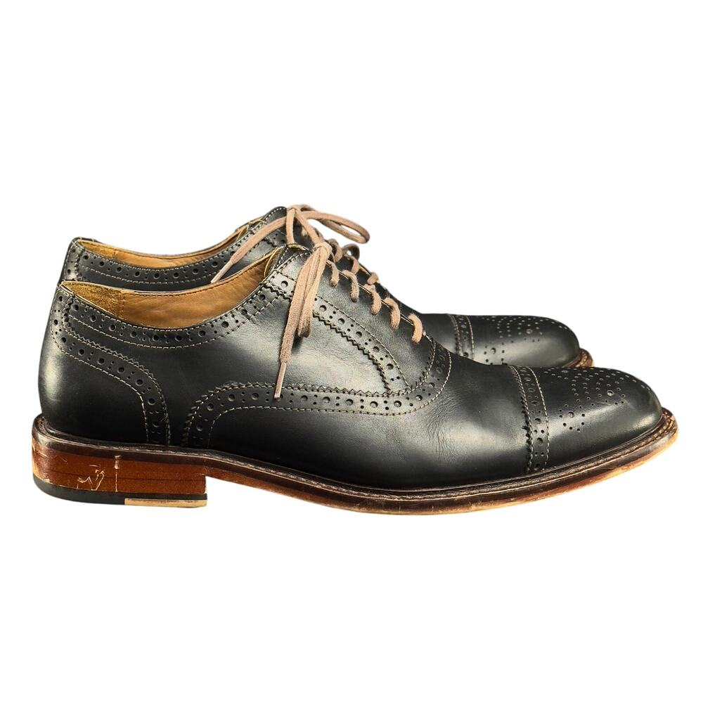 Warfield Grand Black Leather Brogue Cap Toe Oxford Lace Up Shoes - Size 8.5